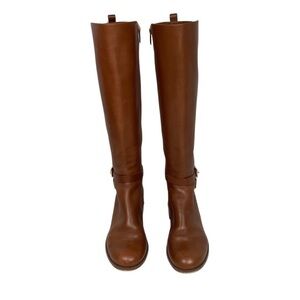 Michael Michael Kors Arley Leather Riding Boots Luggage Size 9M Brown